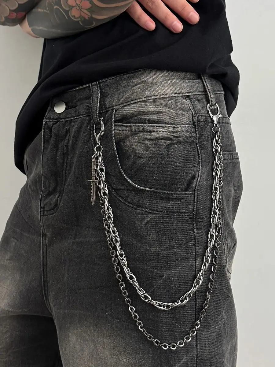 Salircon HipHop Goth Kreative Anhänger Schlüsselbund Taille Gürtel Männer Frauen Vintage Brieftasche Hosen Hipster Jeans Kette Halloween Schmuck