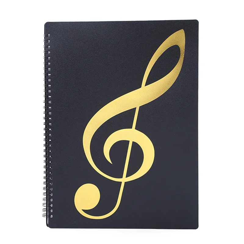 A98U Sheet Music Folder, 60 Pages, Sheet Music/Holder,Fits Letter Size A4, Writable & Detachable Choir Folder (Black)