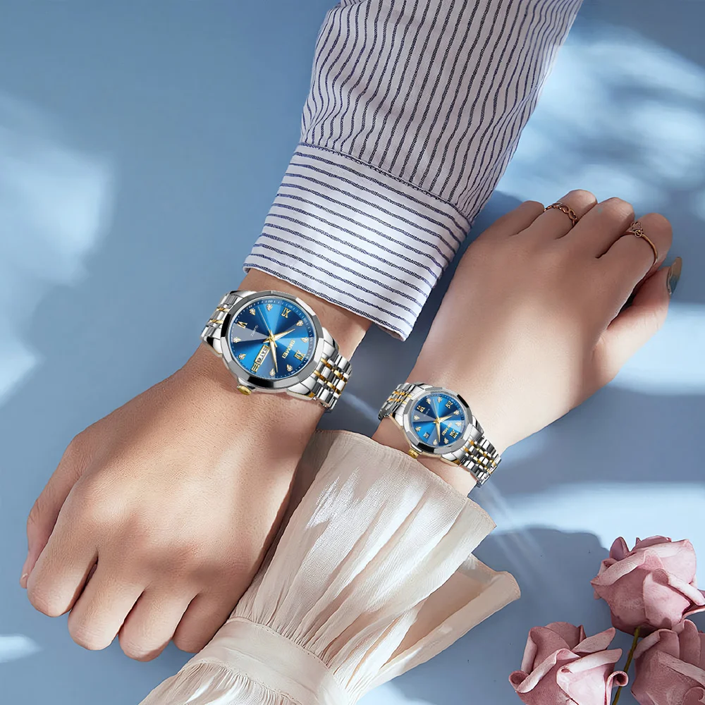 

Роскошные кварцевые наручные часы из нержавеющей стали для мужчин и женщин, повседневные водонепроницаемые мужские и женские часы с датой недели, reloj hombre