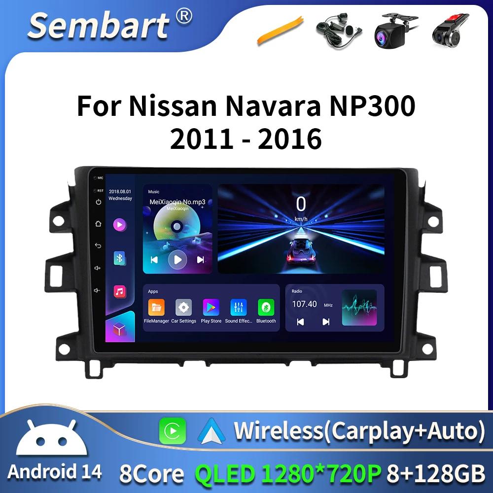 10 "Android Auto para Nissan NAVARA Frontier NP300 2011 - 2016 Radio de coche reproductor de vídeo Multimedia BT navegación GPS pantalla QLED