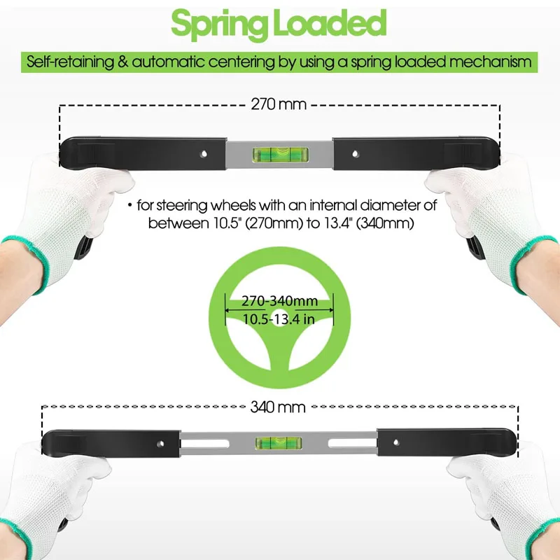 Steering Wheel Level Alignment/Bar Tool - for Passenger Cars, Vans & Trucks with Steering Wheel Internal Diameter 270mm-340mm