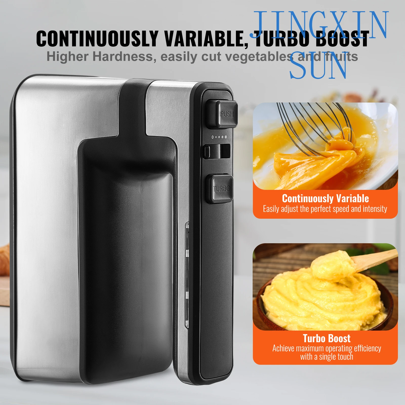 Cordless Electric Hand Mixer 100W Continuously Variable Electric Handheld Mixer with Turbo Boost Beaters Dough Storage Bag
