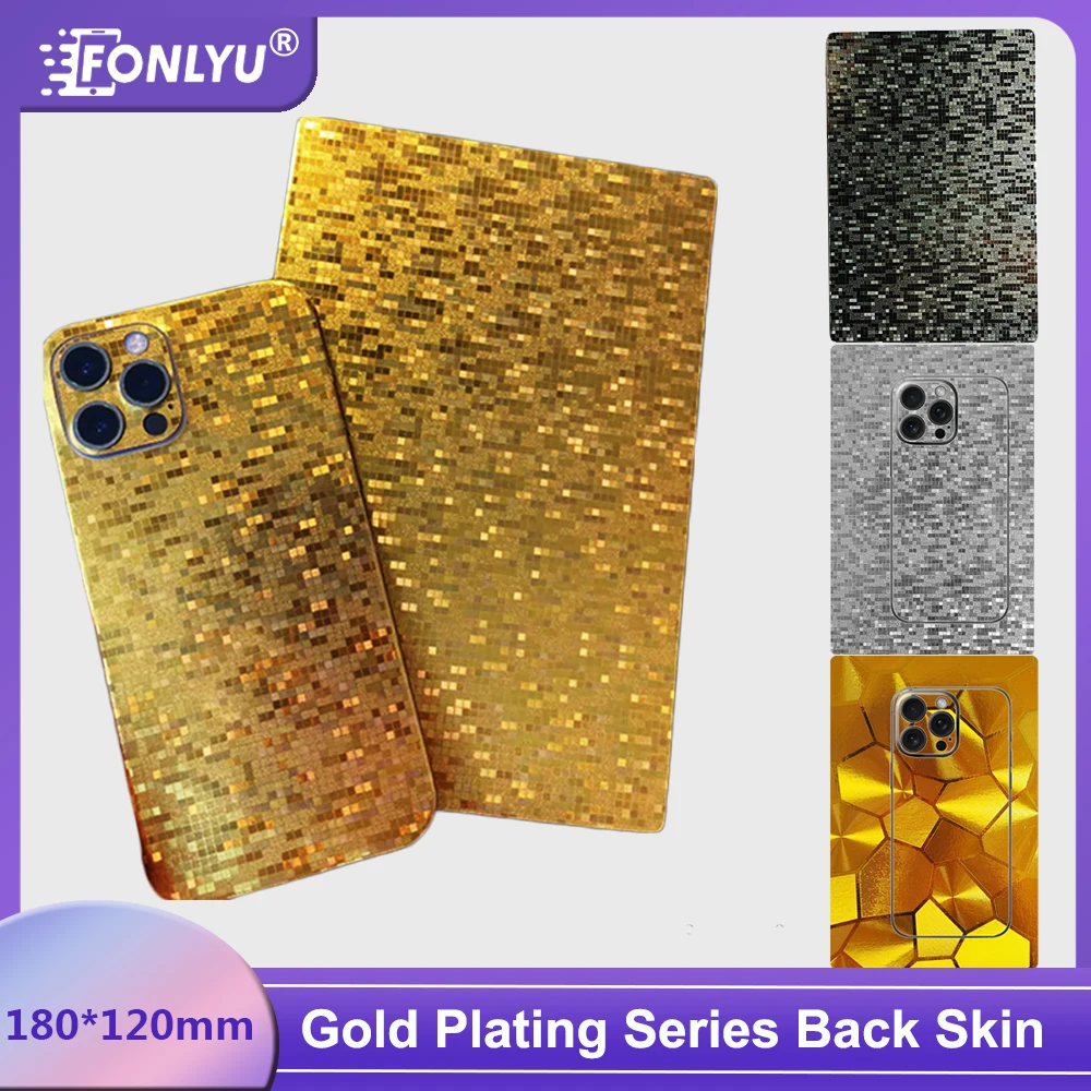 

FONLYU 20 шт., золотая, серебряная, черная задняя пленка с покрытием для телефона, декоративная наклейка для резки, задняя кожа для мобильного телефона по индивидуальному заказу