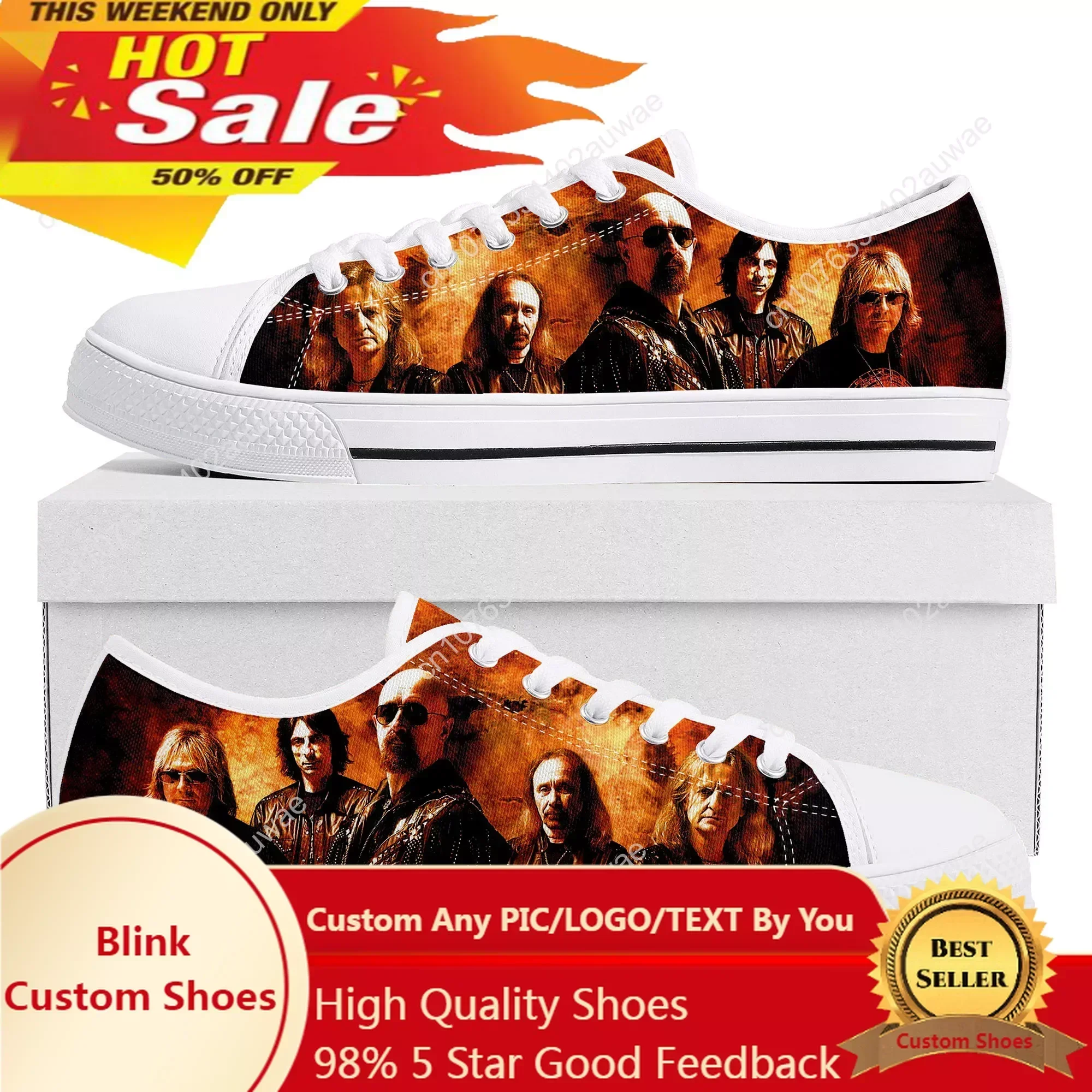 

Judas Priest Heavy Metal Rock Band Low Top High Quality Sneakers Mens Women Teenager Canvas Sneaker Custom Casual Couple Shoes