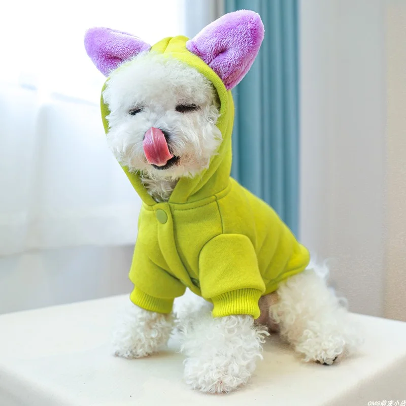 1PC Pet Clothes Cat Autumn/Winter Thickened Little Monster Green Coat Hooded Suitable for Small and Medium Dogs