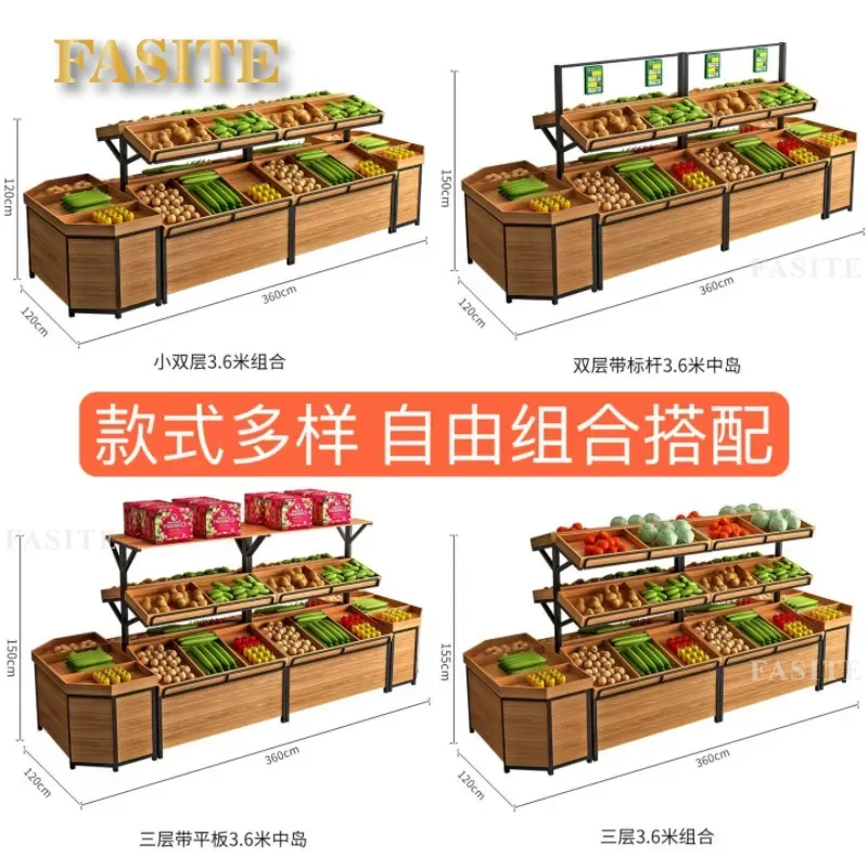 For Supermarket Fruit Shelf Display Rack Multi Layer Vegetable Storage Cabinet Fresh Produce Store Exhibition Stand Durable
