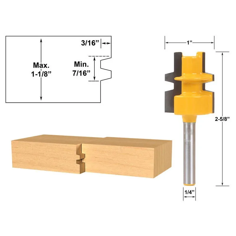 1PC 1/4" 6.35MM Shank Milling Cutter Wood Carving Glue Joint Router Bit Medium Reversible Woodworking Cutter Tenon Cutter Tools