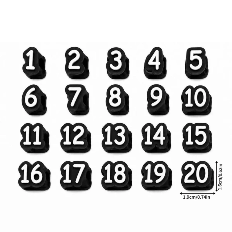 Numbered Brush Toppers,20/30 PCS, Reusable Classroom Pencil Labels, Number Brush Toppers for Classroom Organization and Supply