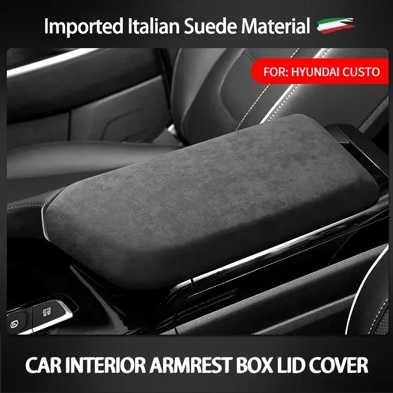 

For Hyundai CUSTO 2021 2022 Suede Car Stowing Tidying Armrest Box Protect Shelth Shell Decor Cover Auto Interior Accessories