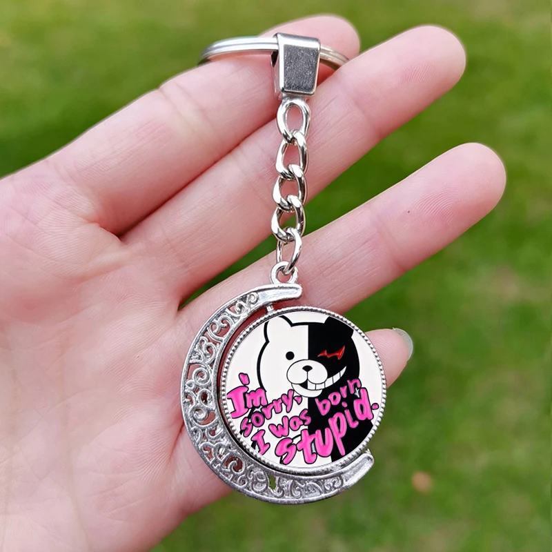 V3 Danganronpa Keychain Double Sided Anime Cosplay Figure Glass Dome Fashion Metal Pendant Key Chain Ring Jewelry Gift