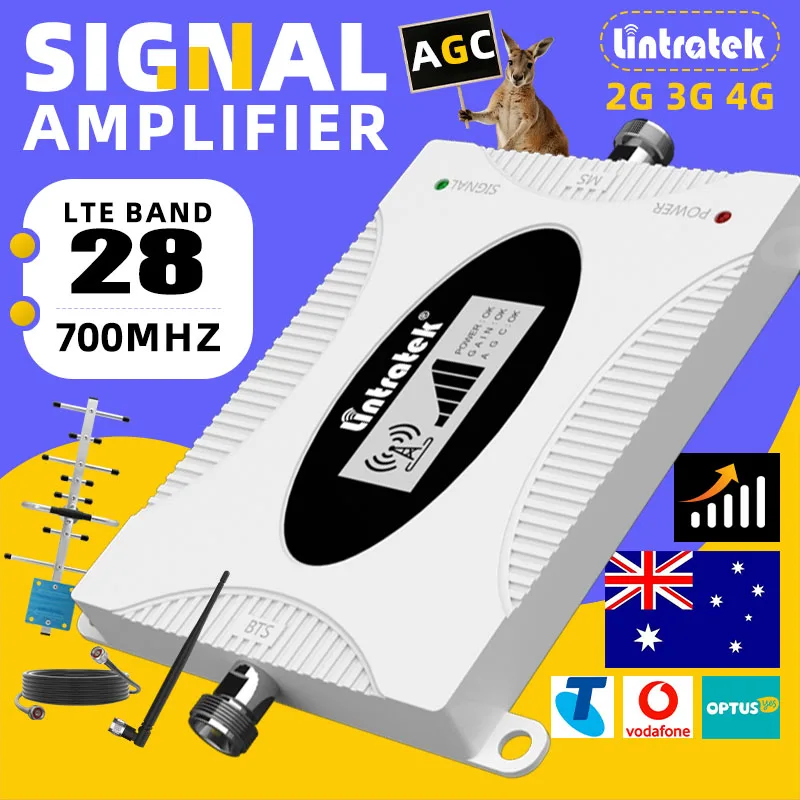 lintratek Cellular Amplifier B28 LTE 4G Signal Booster Mobile cell phone 3G 4G Band 28 Repeater internet 700MHz AGC Cellphone