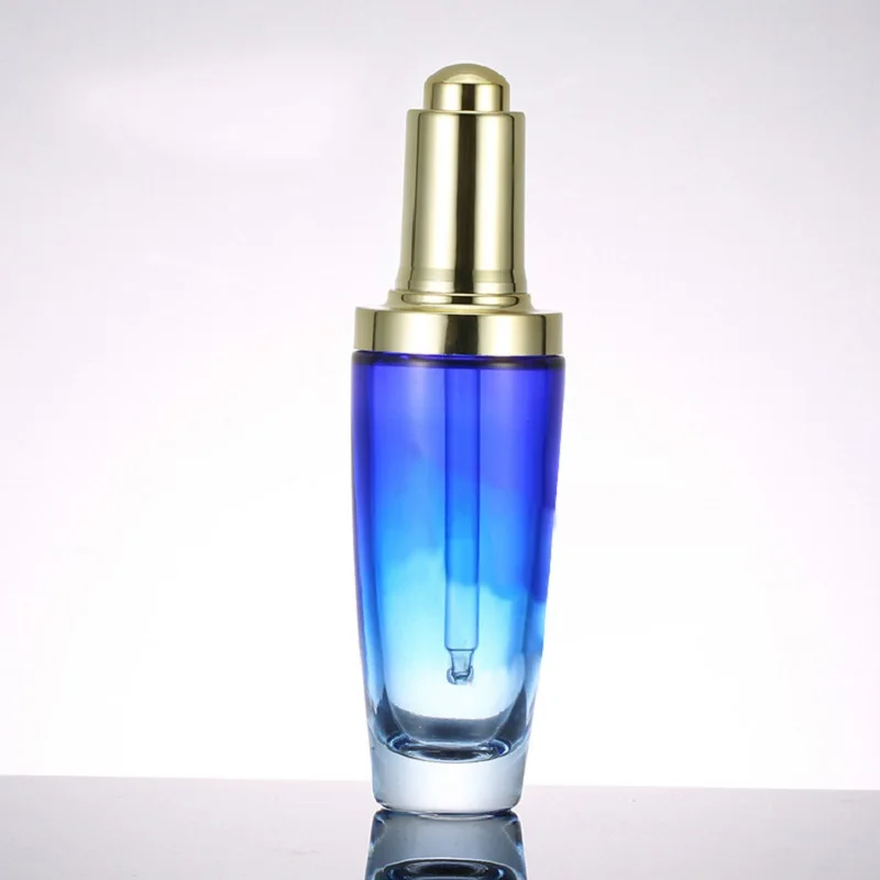 

50ml pink/purple/blue/green glass bottle gold pump dropper serum/essence/oil/hyaluronic acid/whitening liquid toner skin care