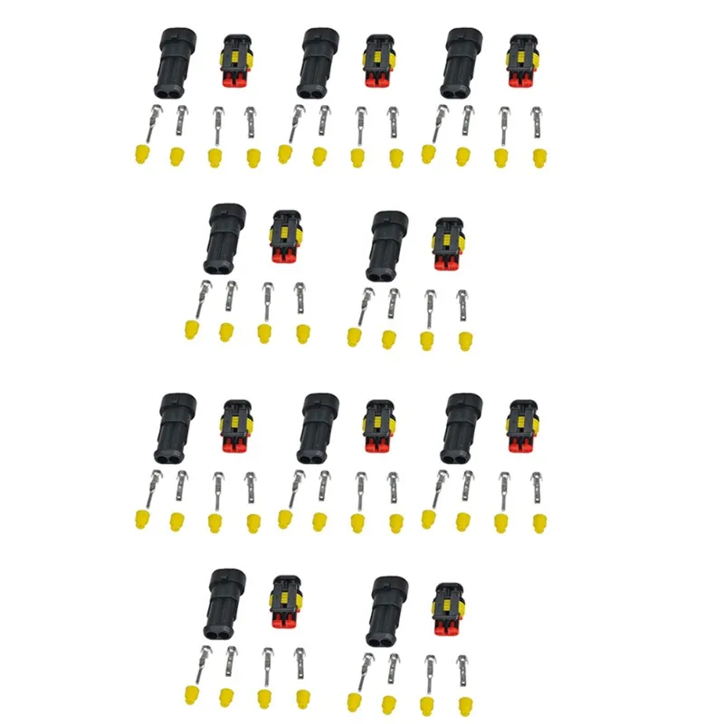 2 Pin 10SET Waterproof Electrical Wire Connector Plug 2 Pin Way 1.5Mm Terminals HID Car Xenon Lamp Connectors-T61C