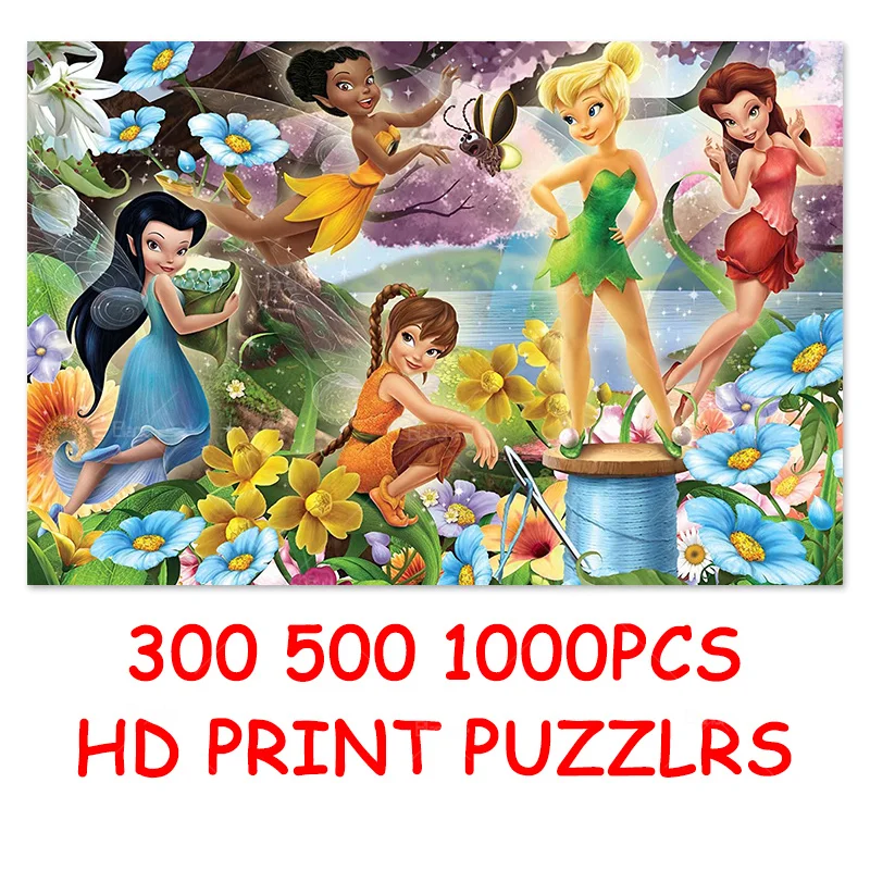 

Disney Beauty Tiny Fairy Elf Tinker Bell Tree Flowers 300 500 1000Pcs Puzzle Paper Jigsaw For Girl Kids Teens Friends Gifts Toy