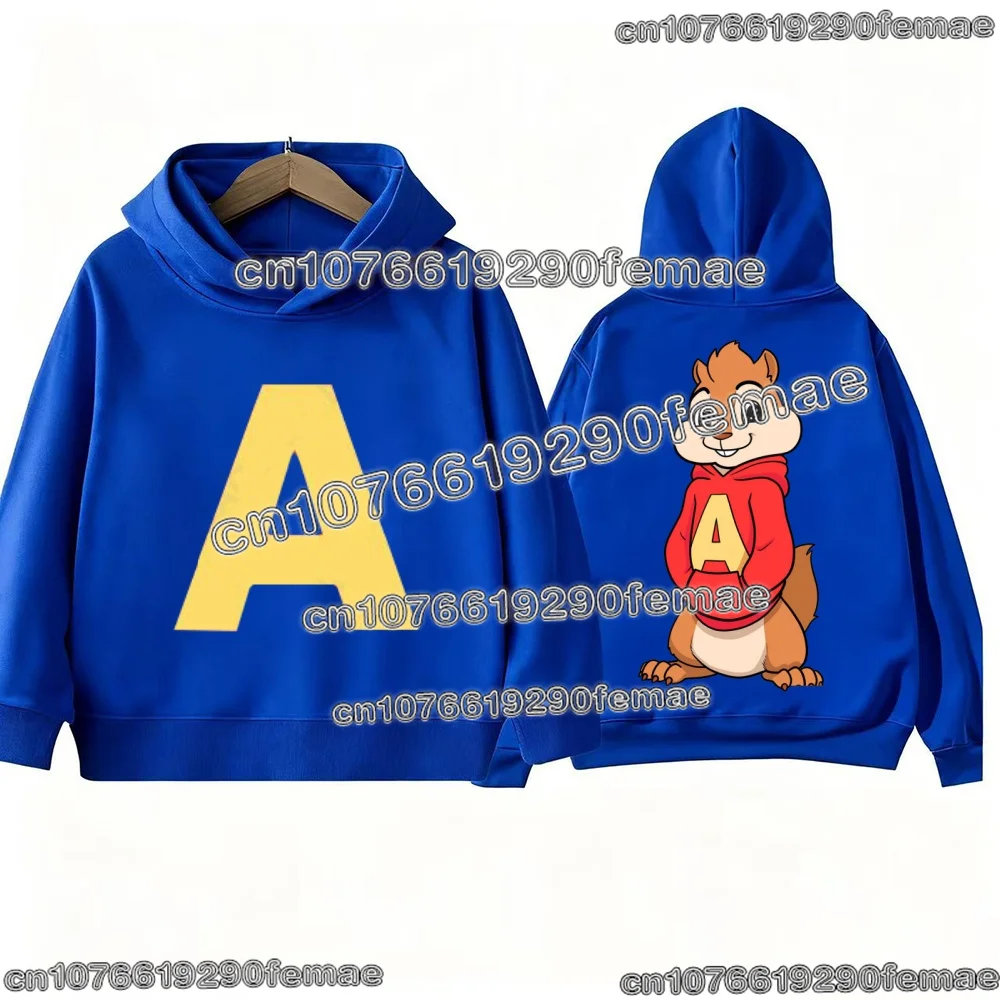 سترة بغطاء للرأس من فيلم Alvin and The Chipmunks للأطفال بأكمام طويلة كارتونية للأولاد والبنات للخريف والشتاء، قمة الموضة المريحة