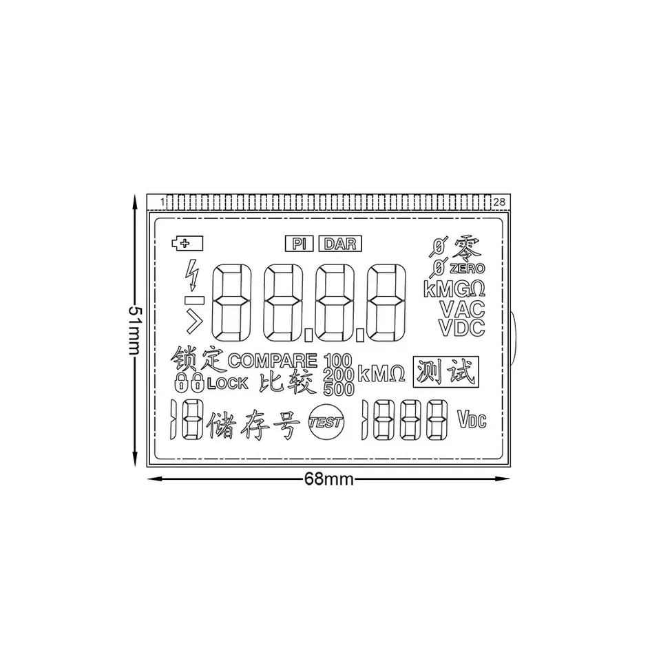 LCD Display for Fluke 1503 1507 1508 Digital Insulation Tester