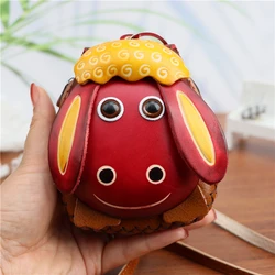 Cowhide creative lamb coin purse car key bag zodiac small backpack shoulder crossbody bag small gift