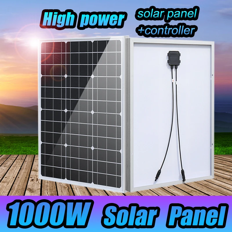 1000W Solar Panel 18V High Efficiency Portable Power Bank Emergency Charging Outdoor Solar Cells Photovoltaic For Home Camping