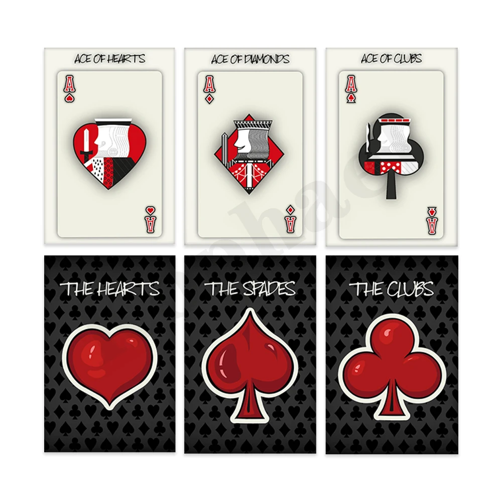 أوراق اللعب. البستوني. قلوب. الماس. الآس من النوادي. النوادي. غرفة اللعب. فن الديكور المنزلي. ملصق معرض منتصف القرن #1