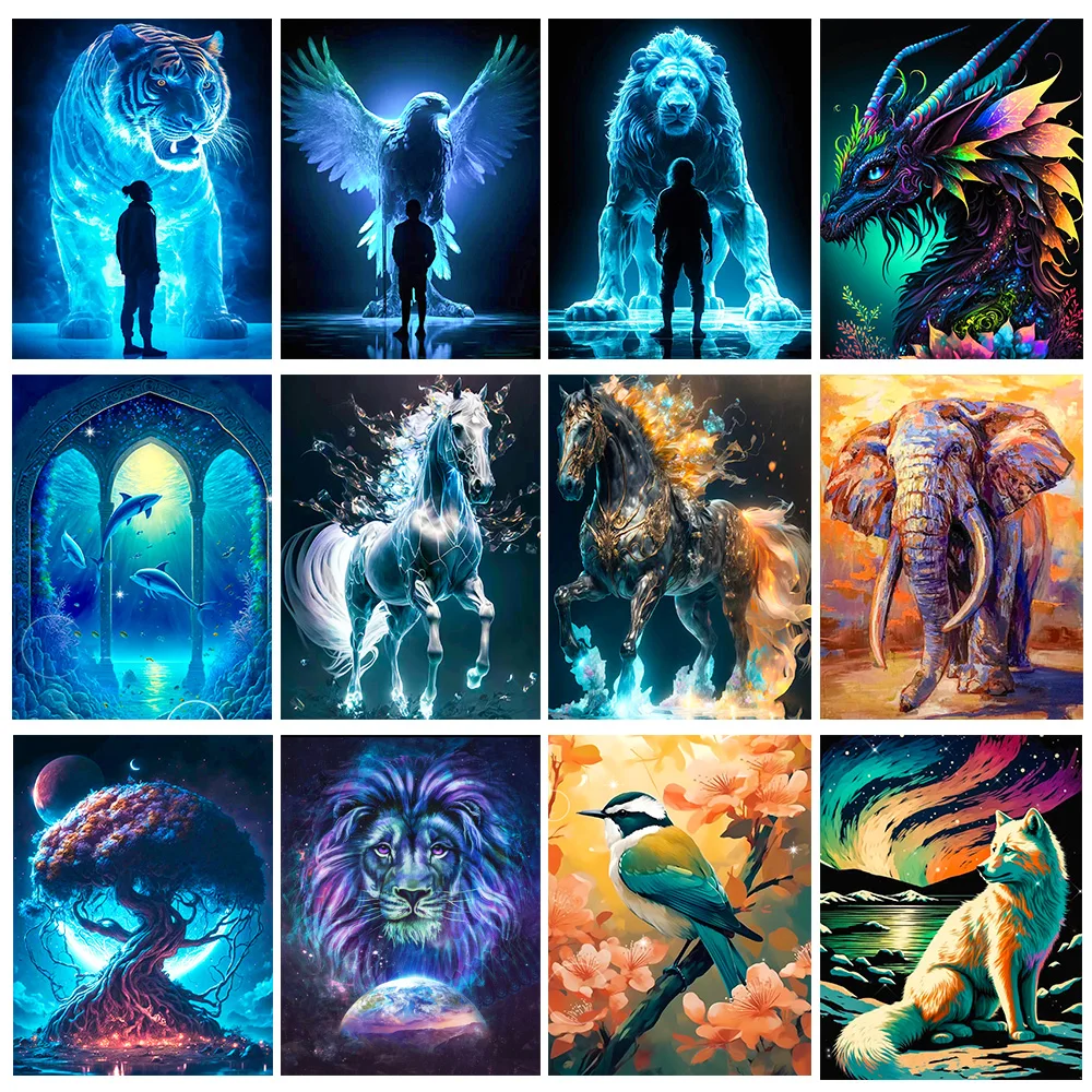 5D Diamond Painting Promotion Elephant Tiger Horse DIY Full Diamond Embroidery Mosaic Cross Embroidery Set Home Decoration Gift