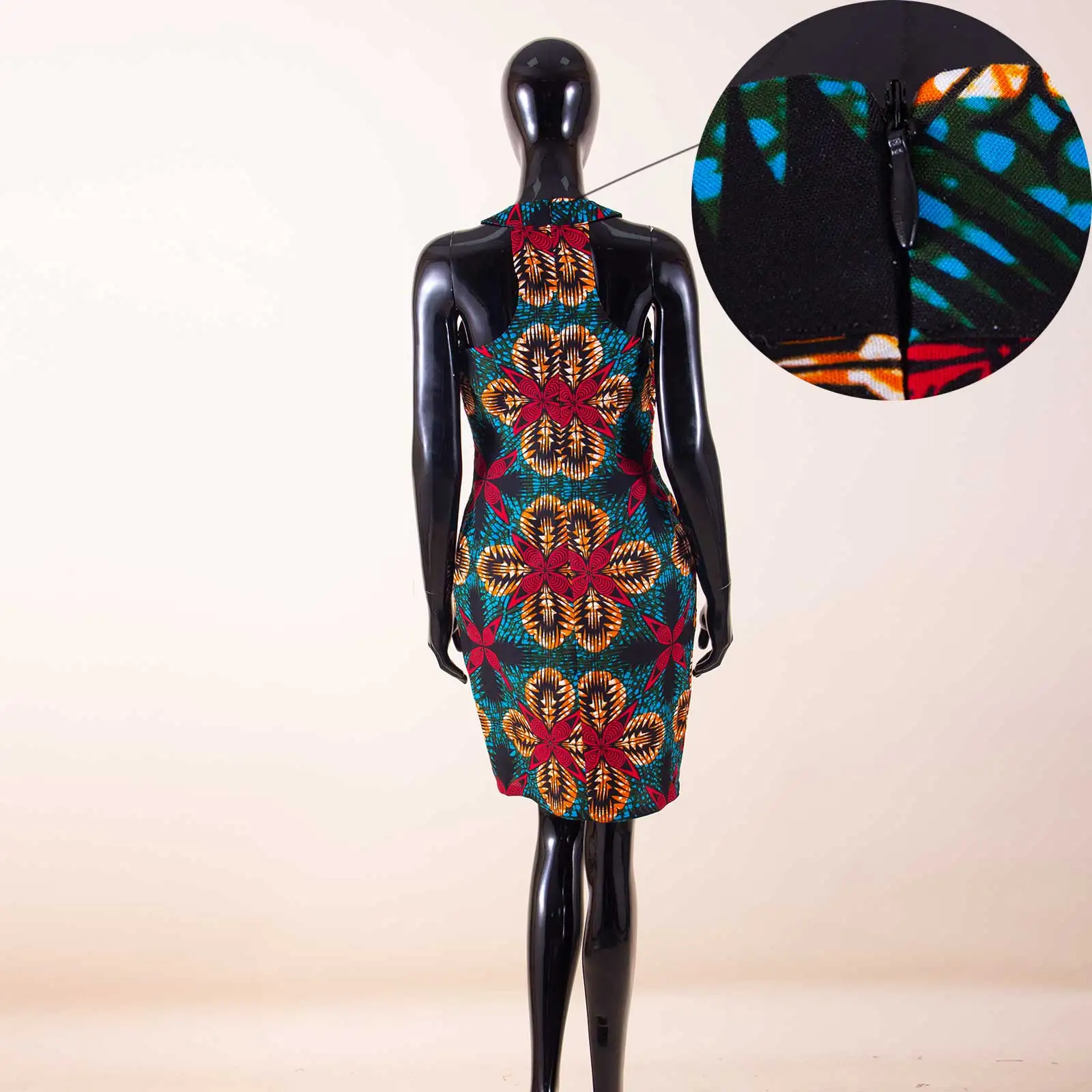 Summer African Dresses for Women Ankara Print Sleeveless Casual Women Sexy Party Dress Bodycon Dress Mini Dress A1825067