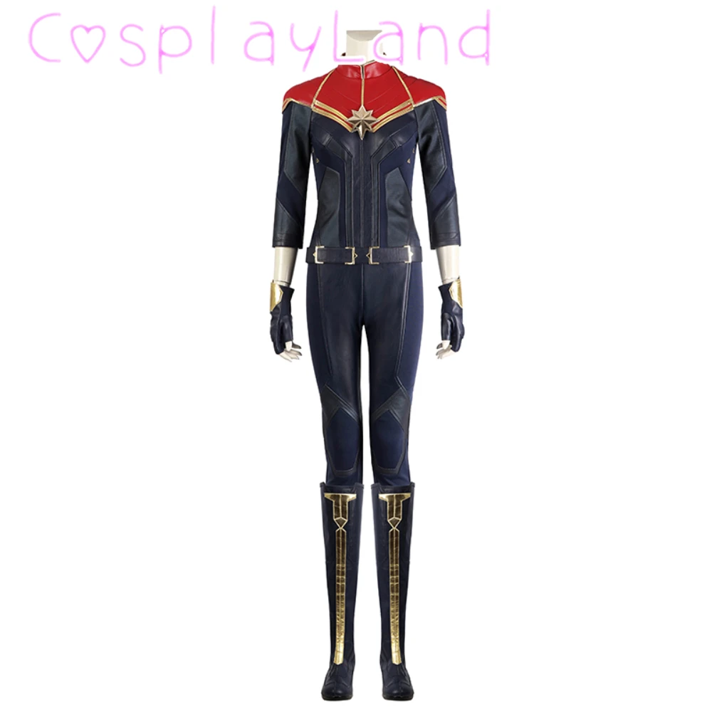 Film Superheld Kapitän Carol Danvers Overall Cosplay Kostüme für Frauen Anzug Halloween Outfit komplettes Set mit Schuhen benutzer definierte Größe