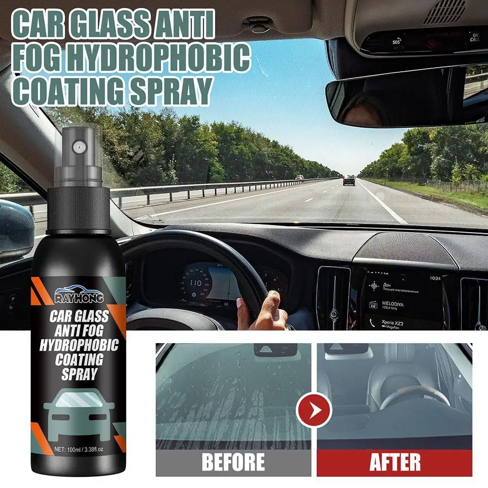 Spray de pára-brisa automotivo, revestimento anti-chuva para vidro do carro, hidrofóbico, anti-chuva, líquido, máscara espelhada, V7P6, 100ml