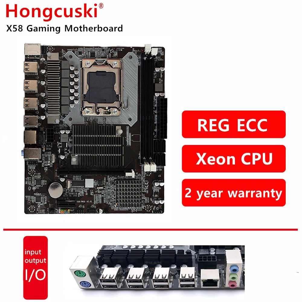 X58 LGA 1366 CPU Motherboard Memory Support REG ECC X5650 L5620 i7 930 DDR3 16G And XEON CPU USB2.0 AMD RX Series 1366 X58M