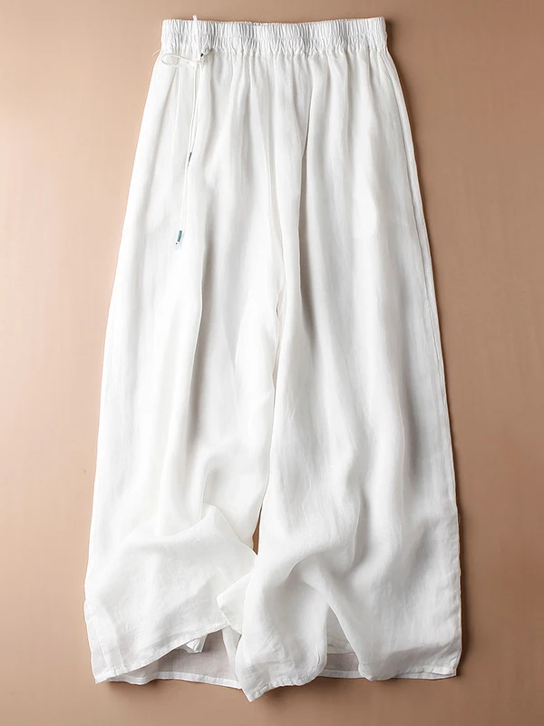 Women's Summer New Sle Artistic Lightweight Driftin Flax Casual Pants Loose Wide Leg Pants Nine Points Slimming Trousers