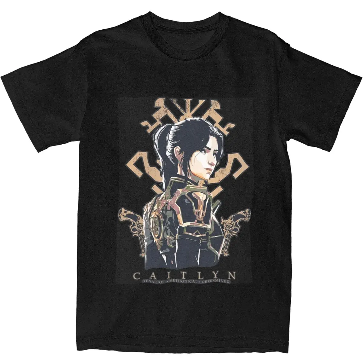 Caitlyn Arcane Movie Character T Shirt Hip Hop T Shirts Short Sleeve Y2K Retro Tshirt Summer Cotton O-Neck Plus Size Clothing