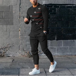 Fashion Men Clothes Set 2024 New Long Sleeved T Shirt+Trousers Casual Tracksuit 2 Piece Suit 3D Print Male Sportswear Streetwear