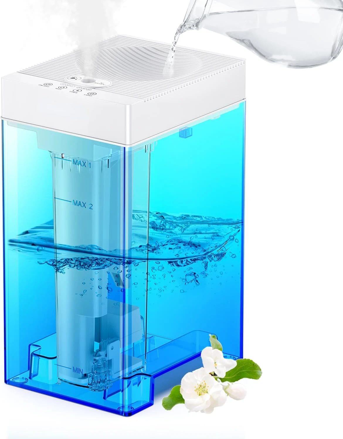 

Top Fill Humidifier, 5L Cool Mist Humidifier with Touch Control, Ultrasonic Adjustable 3 Mist Outputs, 3 Timers, Auto Shut-off A