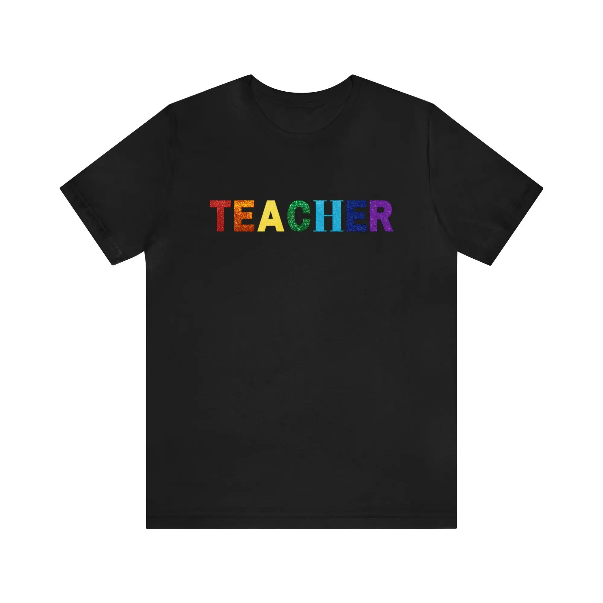 Rainbow Teacher Shirt Glitter T Diversity Equality Jersey