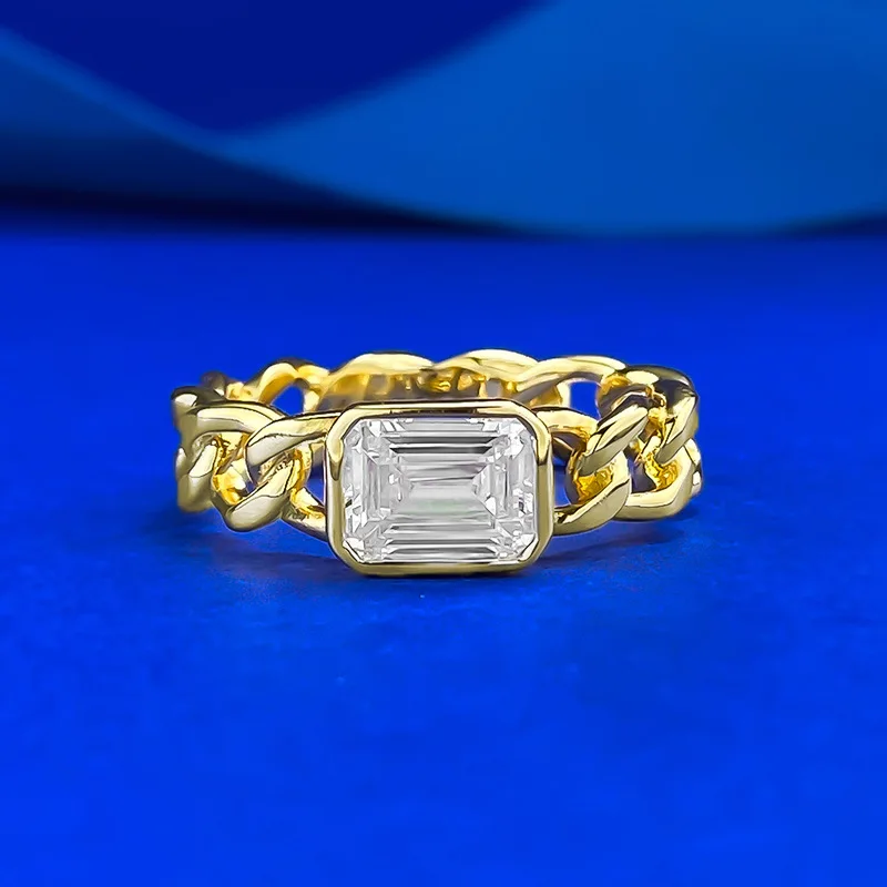 

Personality Solid 925 Sterling Silver Emerald Cut 5*7 MM Lab Sapphire Gemstone Women Rings Gift Fine Jewelry Wholesale