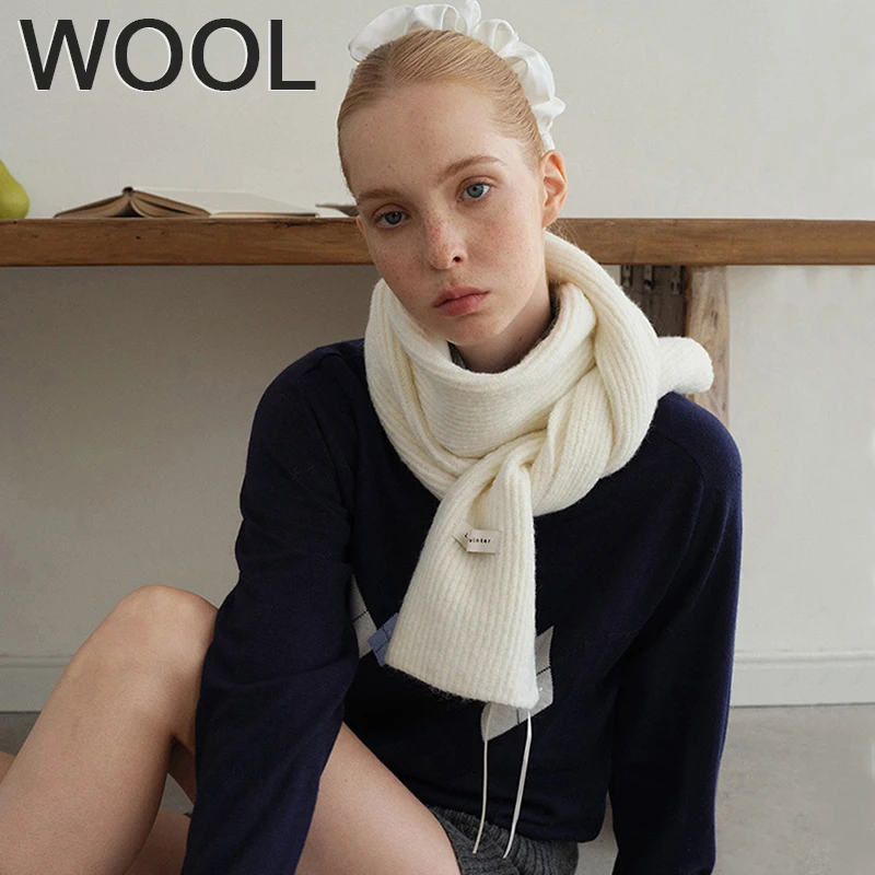 

Winter Knitted Wool Scarf for Women Warm Shawls Wrap Scarves Solid Color Design Thick Soft Cashmere Pashmina Neckerchief Poncho