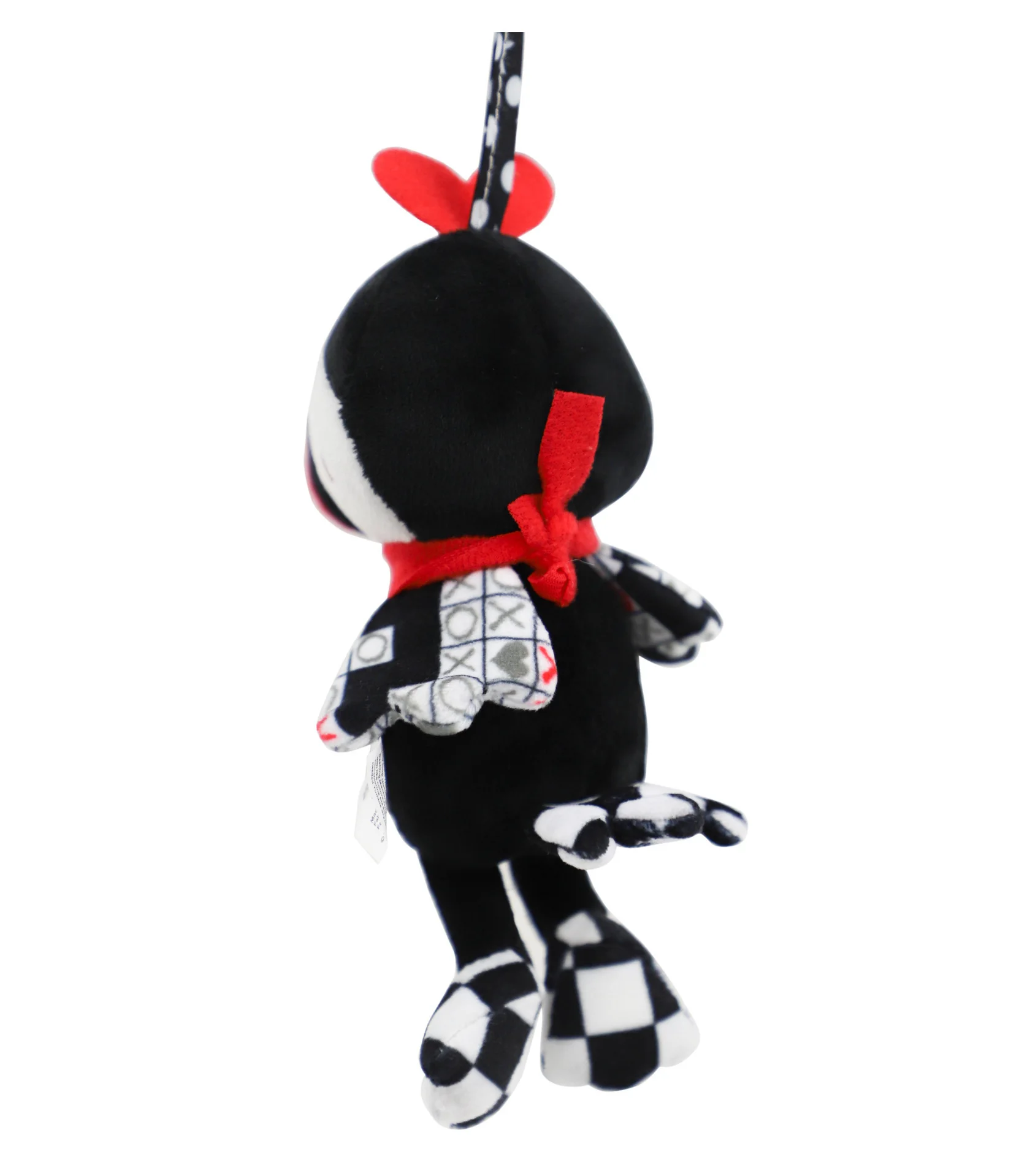 Cute Cartoon Plush Bed Pendant Pendurado, Carrinho de bebê Wind Chime, Brinquedo Animal, Preto e branco