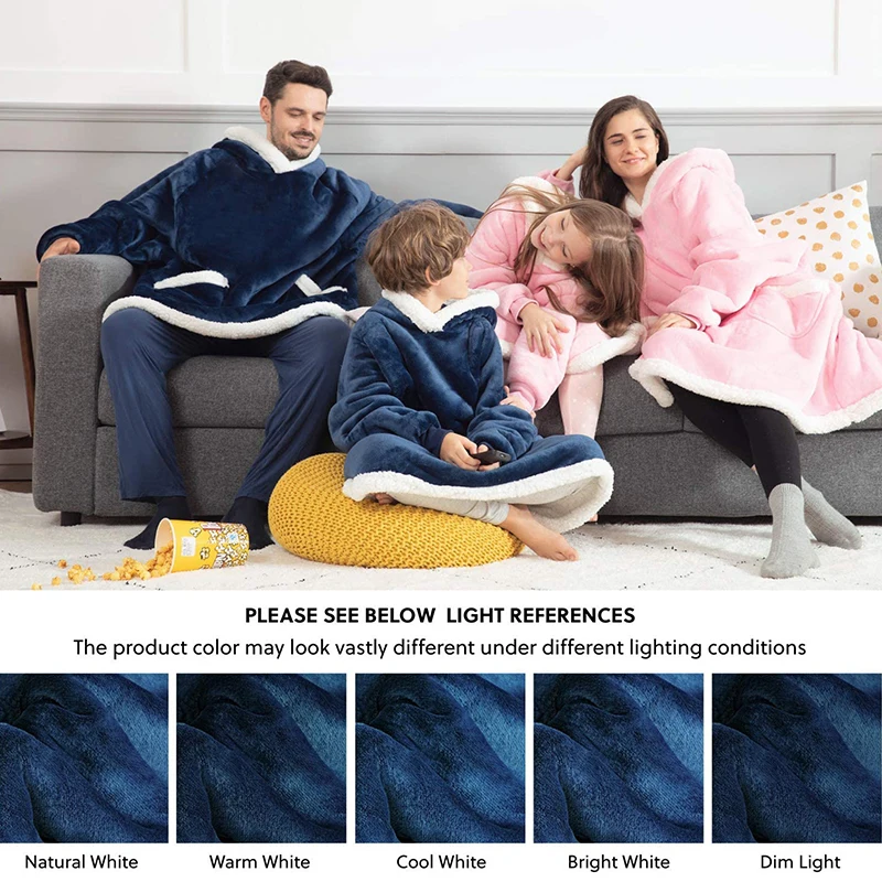 Warm thick TV Hooded Sweater Blanket Unisex Giant Pocket Adult and Children Fleece Weighted Blankets for Beds Travel home