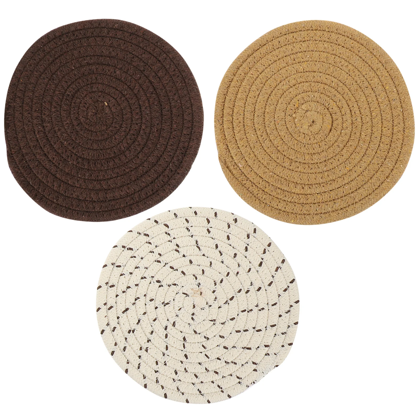 

3Pcs Braided Placemat Set Heat-Resistant Wear-Resistant Dining Mat Household Table Protector Decorative Dinner Accessories