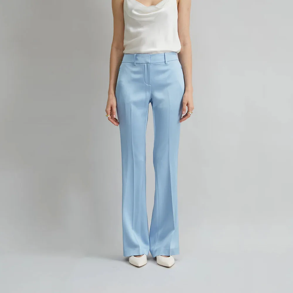 라이트 블루 여성 정장 싱글 버튼 노치 라펠 투피스 자켓 팬츠 세트 스마트 슬림핏 오피스 데일리룩 여성 의류