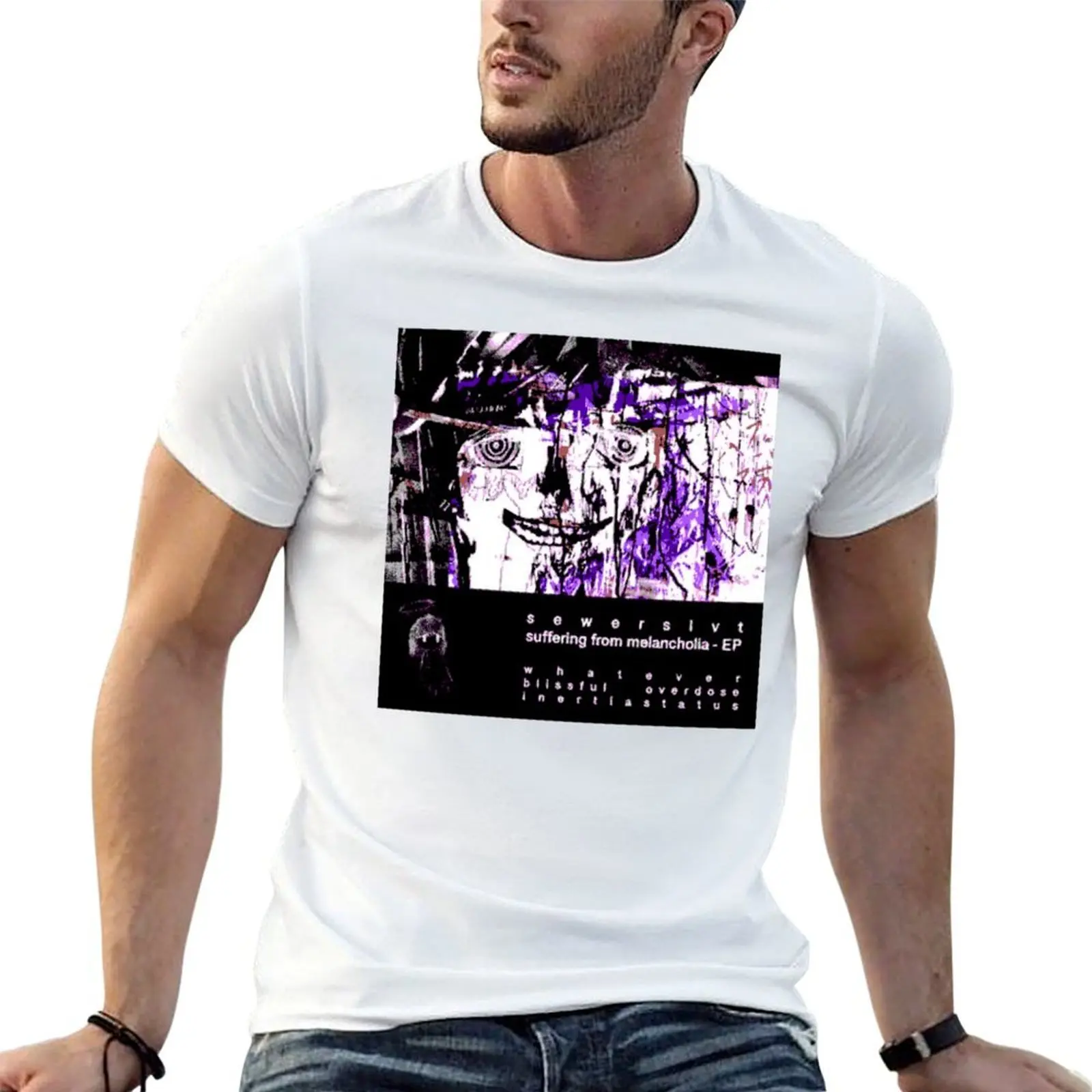 

t album cover man suffering for plain man printed shirts melancholia t T-Shirt shirt Sewerslvt from