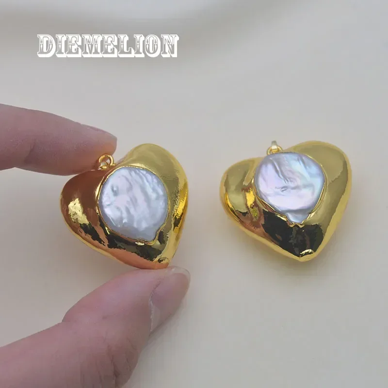 

1pc Big Size Heart-shaped Natural Freshwater Cultured White Coin Pearl Pendant High Quality Pearl Charms for DIY Jewelry Making