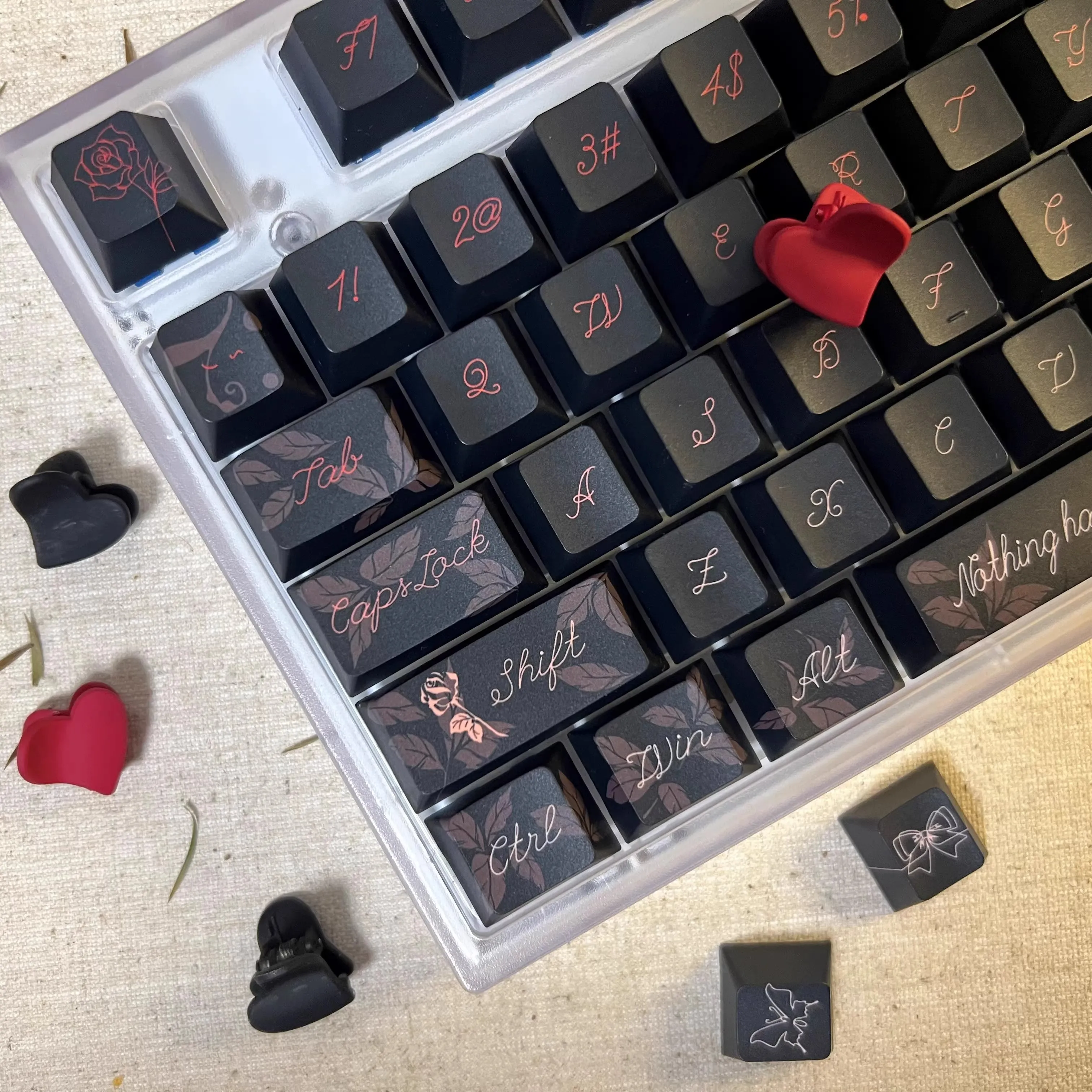

Crush Theme Keycaps Set Black PBT Dye Cherry Profile Custom Gaming Original Design Keyboard Cap for Mechanical Keyboard Gifts