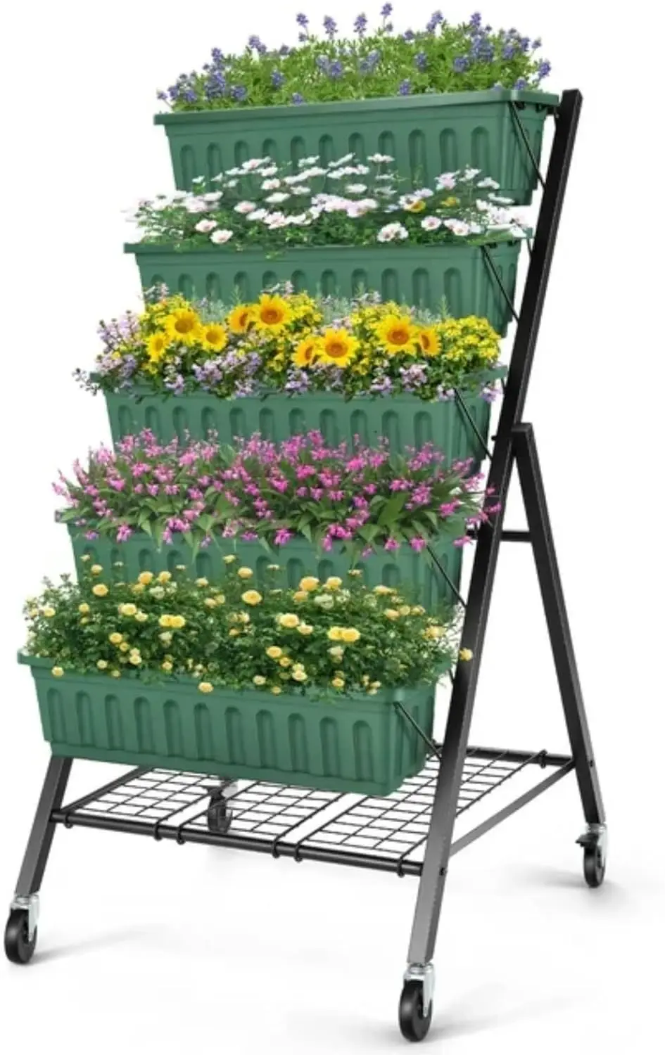 

Vertical Raised Garden Bed Planter Box5 Tiers Vertical Garden Planter with Drainage System&4 Hooks for Plants Vegetables Flowers