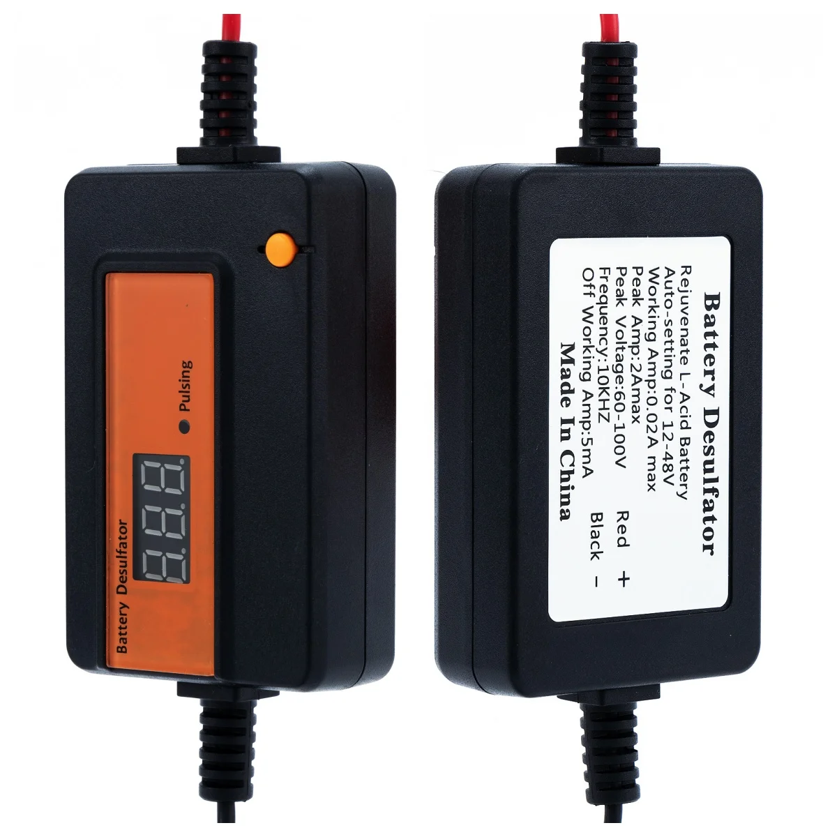 2A Battery Desulfator，Battery Maintainer Designed for Cars, Trucks, Motorcycles, ATV, Boats, RV Battery, for 12V,24V,36V,48V,