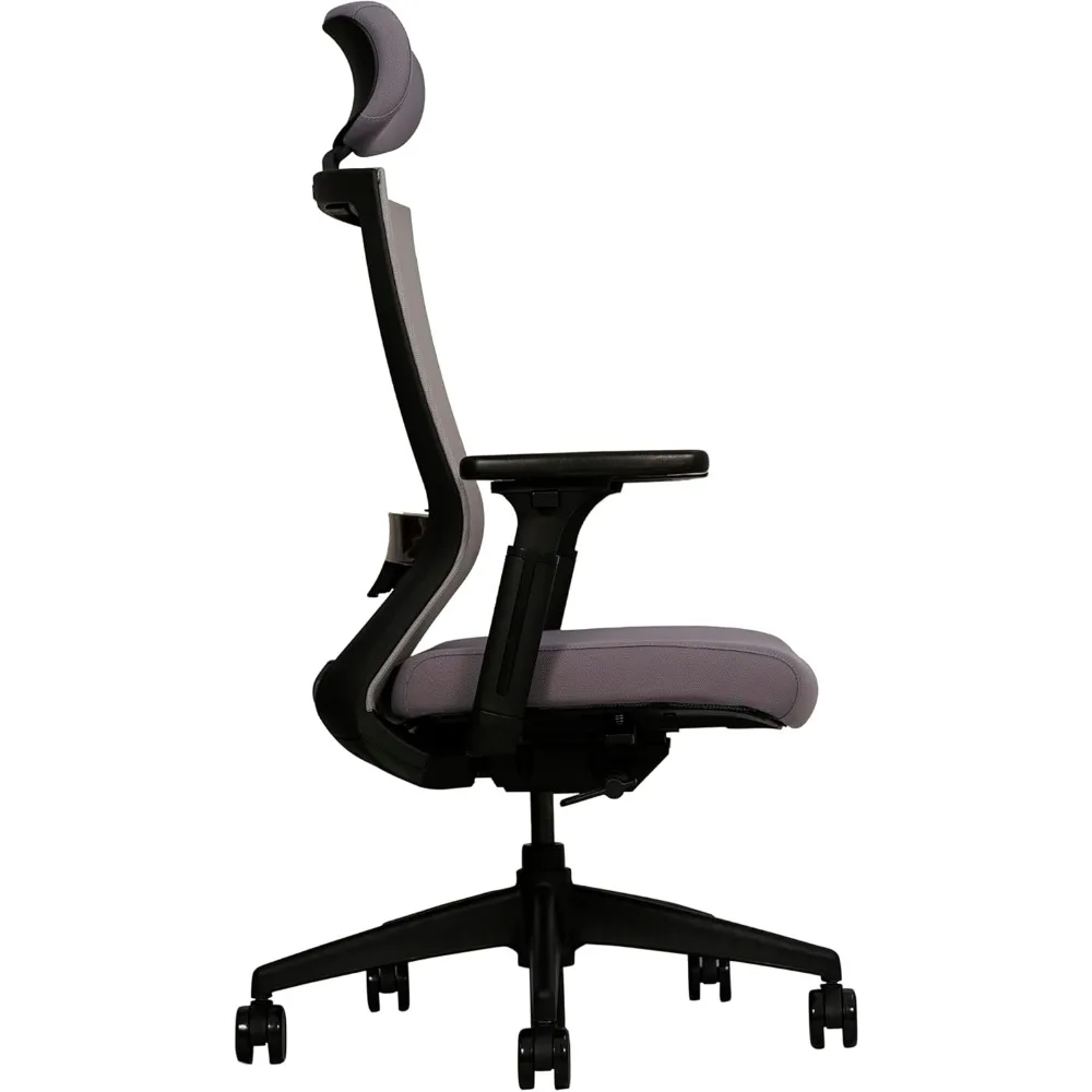 كرسي مهام مريح مع مسند رأس قابل للتعديل، دعم قطني، مقعد شبكي مسامي، سهل التجميع، مثالي للاستخدام المكتبي