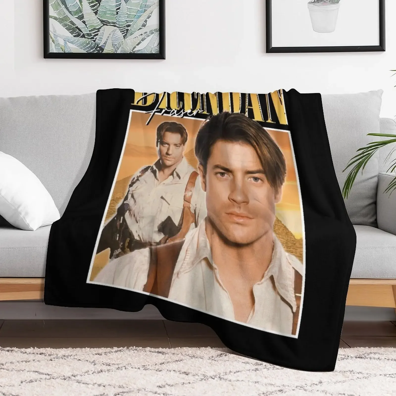 Brendan Fraser 90s style Throw Blanket Hairy Thin manga Blankets