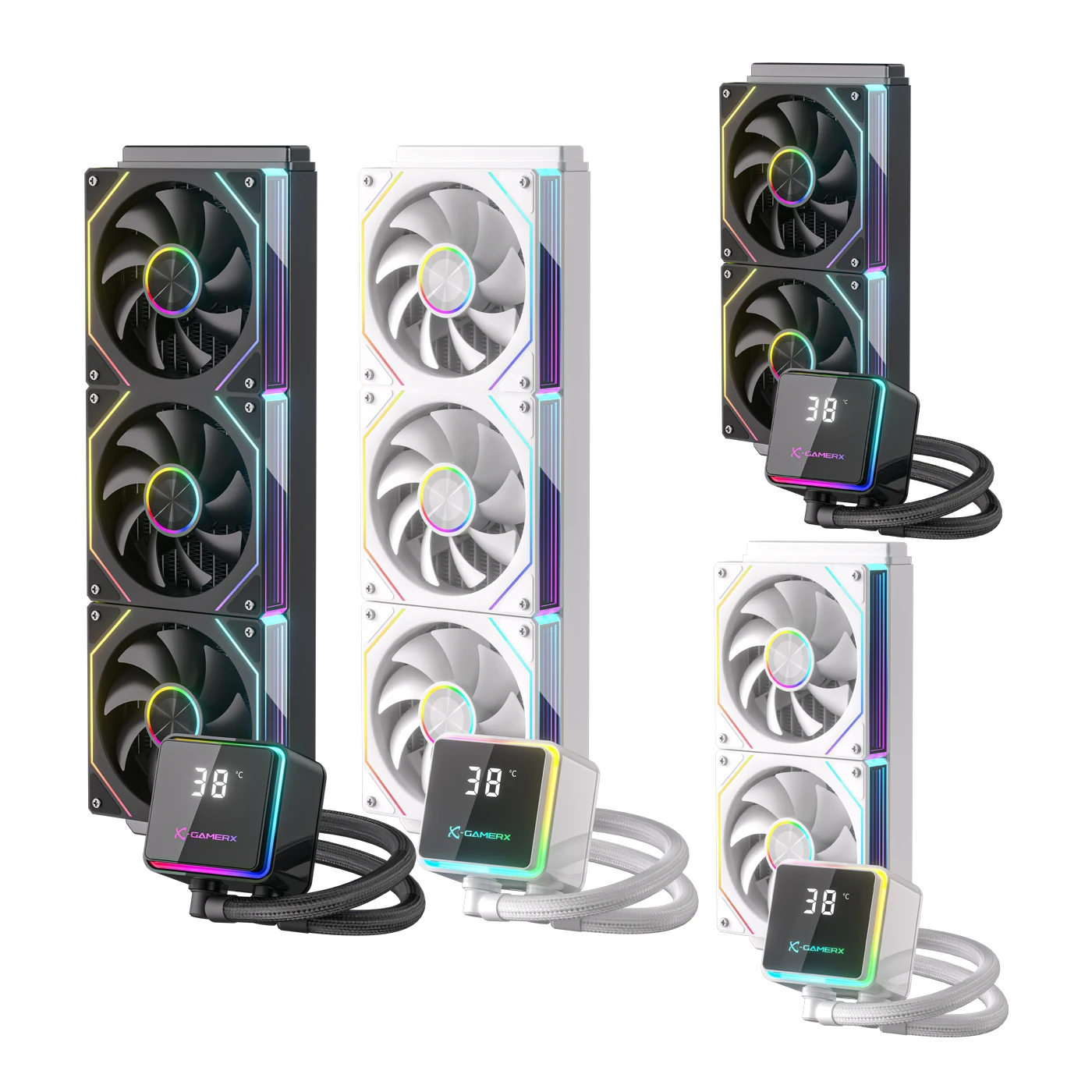 X-GAMERX M240 M360 Refroidissement liquide ARGB Synchronisation dynamique de la lumière Affichage thermique Radiateur de refroidissement à eau intégré