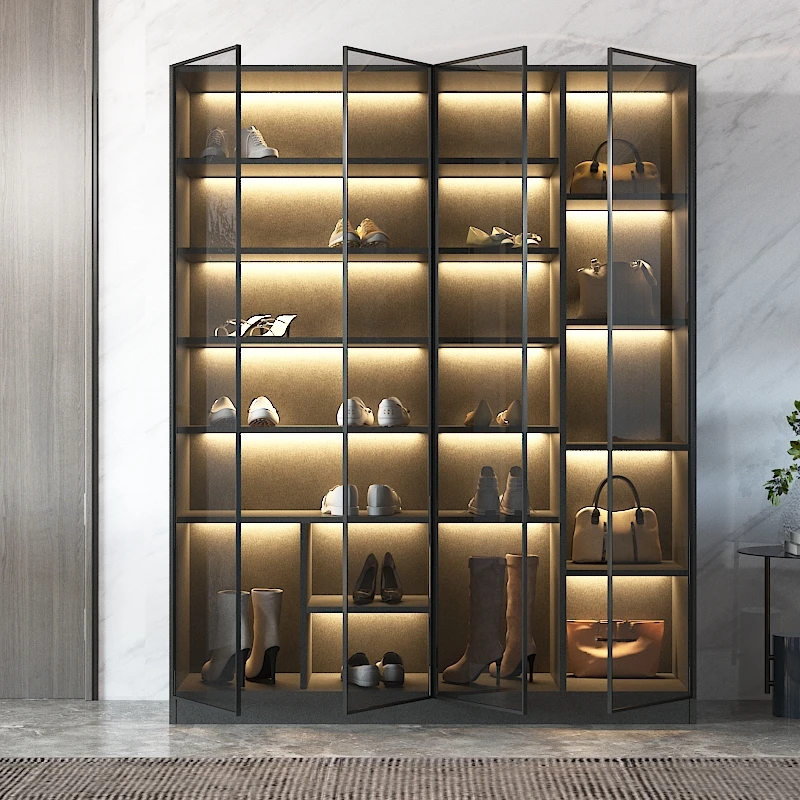 Italian minimalist shoe cabinet storage large capacity home door balcony storage vertical multi-layer foyer high cabinet solid w
