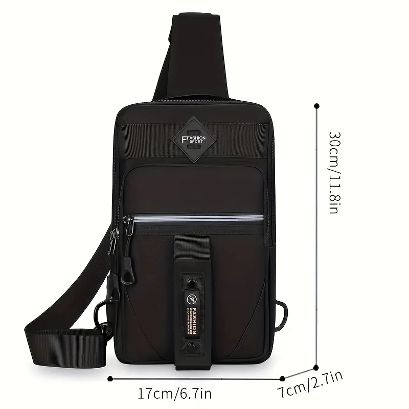 Multifunktionale Outdoor-Herren-Brusttasche, stilvolle Nylon-Umhängetasche, lässig, Sport, mehrere Fächer, Umhängetasche – Detail 8