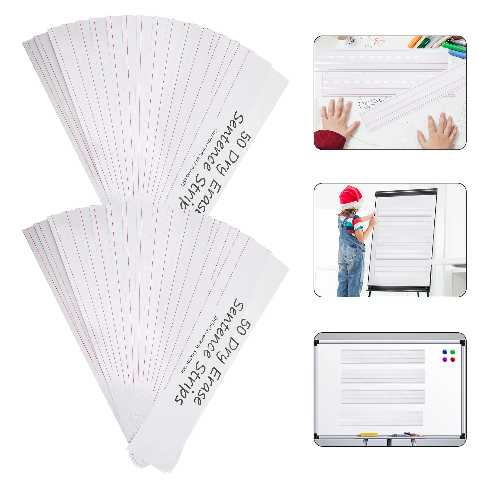 50 Pcs Erasable Sentence Strips Dry-erase Kids Portable Paper Educational Writing Word Child